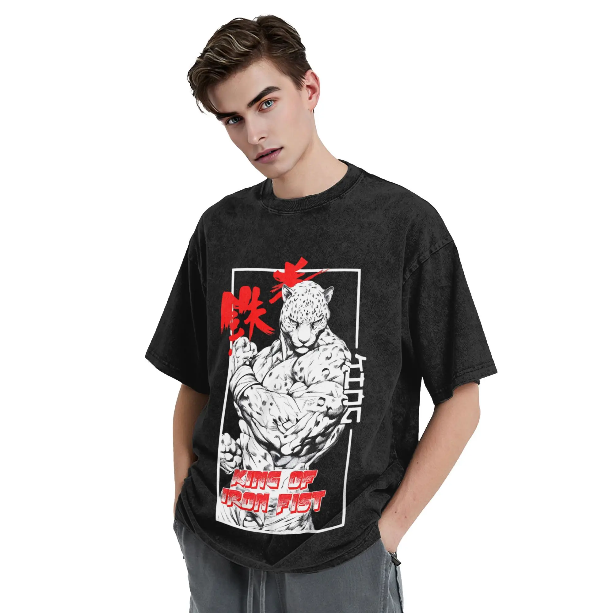 Tekken 8 King T-Shirt, Harajuku-T-Shirts, kurzärmelig, tolle Tops, Sommer, lässig, O-Ausschnitt, übergroße T-Shirts – Detail 4