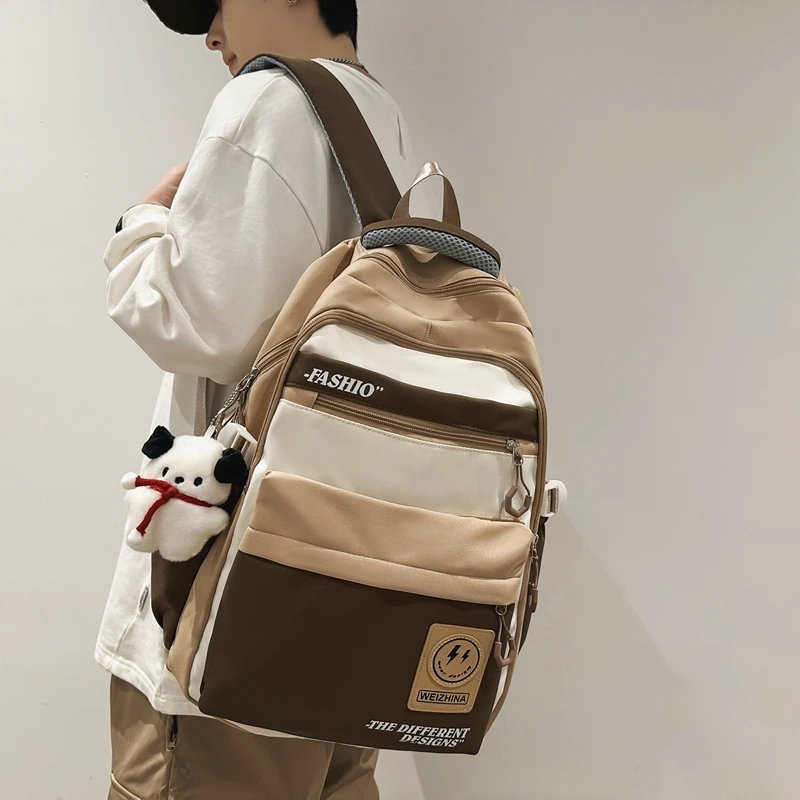 Patchwork Backpacks Zipper Bags for Women 2024 New Anti-Theft Back