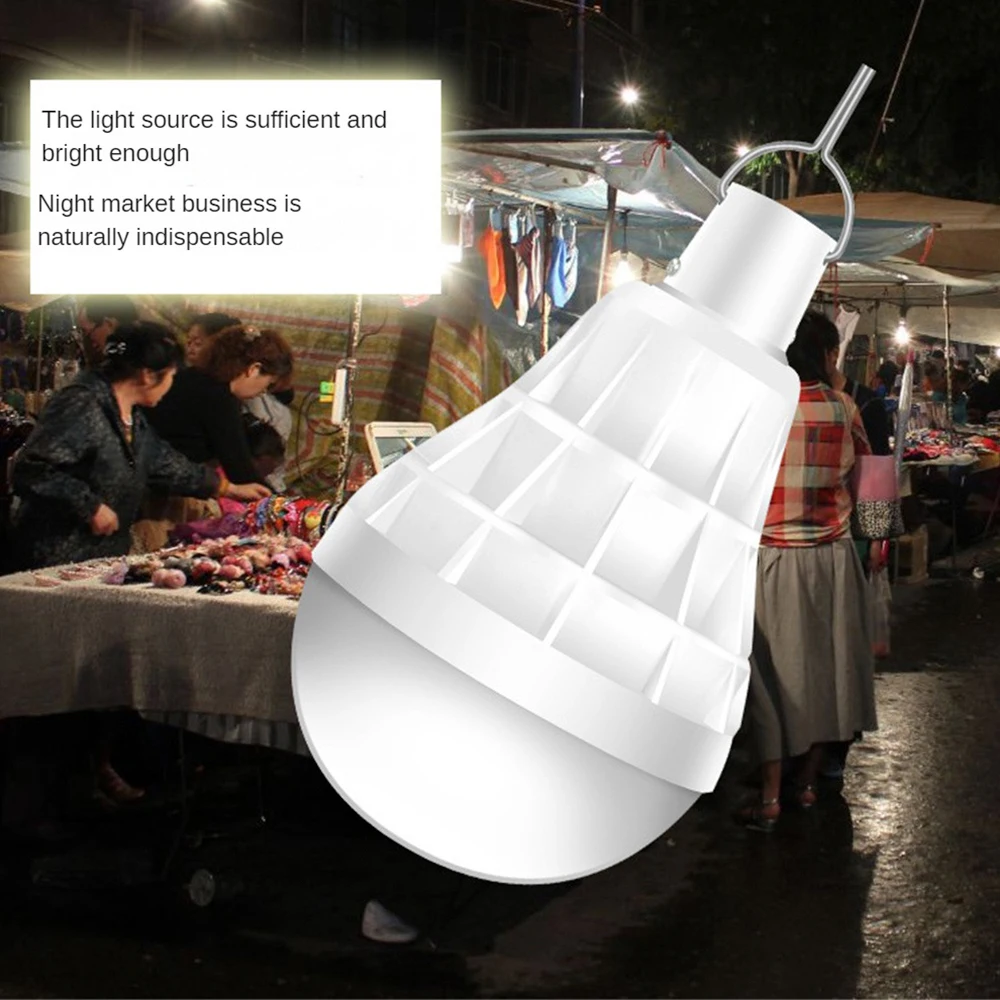 

LED Solar Pendant Light Bulb Rechargeable Hanging Lamp Street Lights Energy Saving Outdoor Camping Remote Emergency Lighting