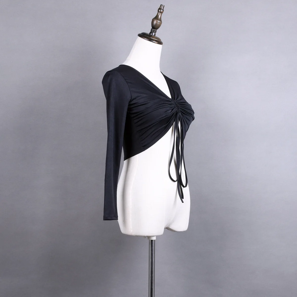 Adult Women Latin Dance Modern Ballroom Costume Drawstring Adjustable Length High Waist Short Crop Top