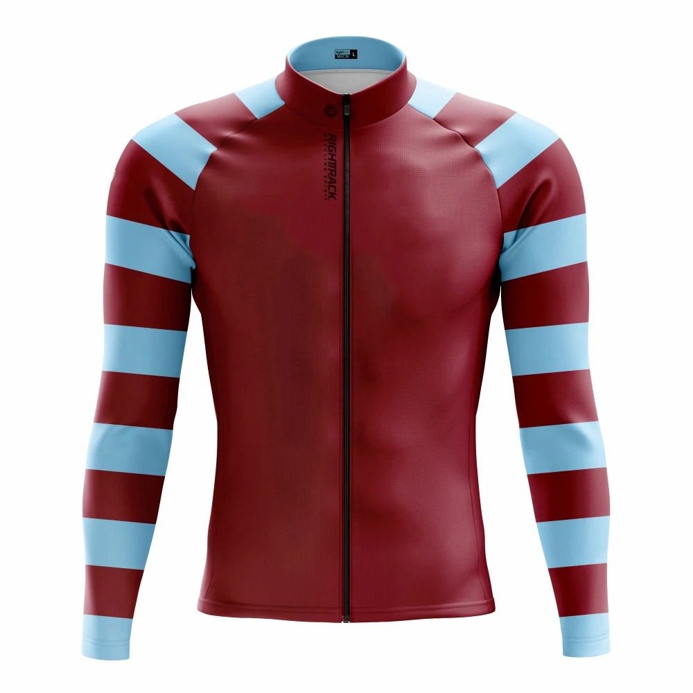 thumbnail image 1 of Maillot de ciclismo de invierno para hombre, ropa de ciclismo de manga larga con rayas, ropa térmica de malla/polar para primavera y otoño, ropa para bicicleta de montaña RIGHTTRACK, 1 of 5