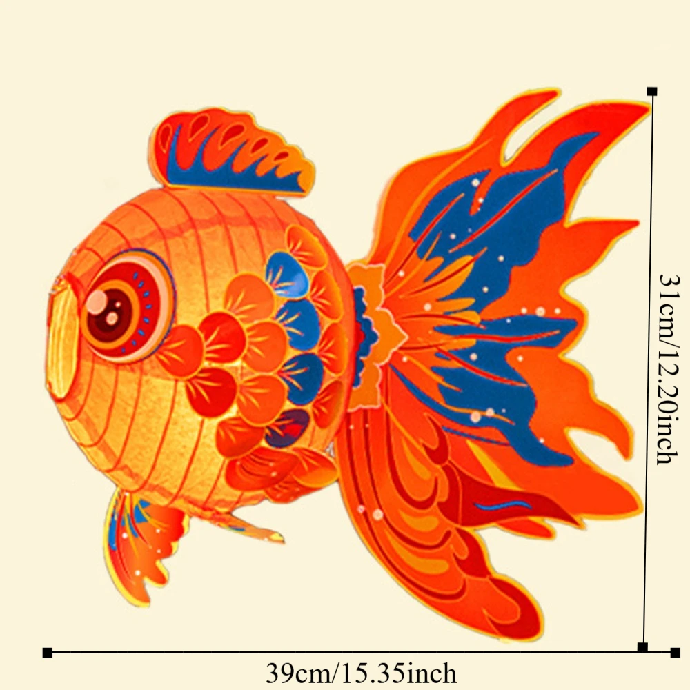 Fish-Shaped Mid-Autumn Festival Fish Lantern Handmade with Led Light Handheld Fish Lantern Blessings Good Luck