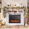 23 Inches Electric Fireplace Insert 750W/1500W Fireplace Heater with Remote Control Adjustable Flame Color Brightness 1H-8H 3