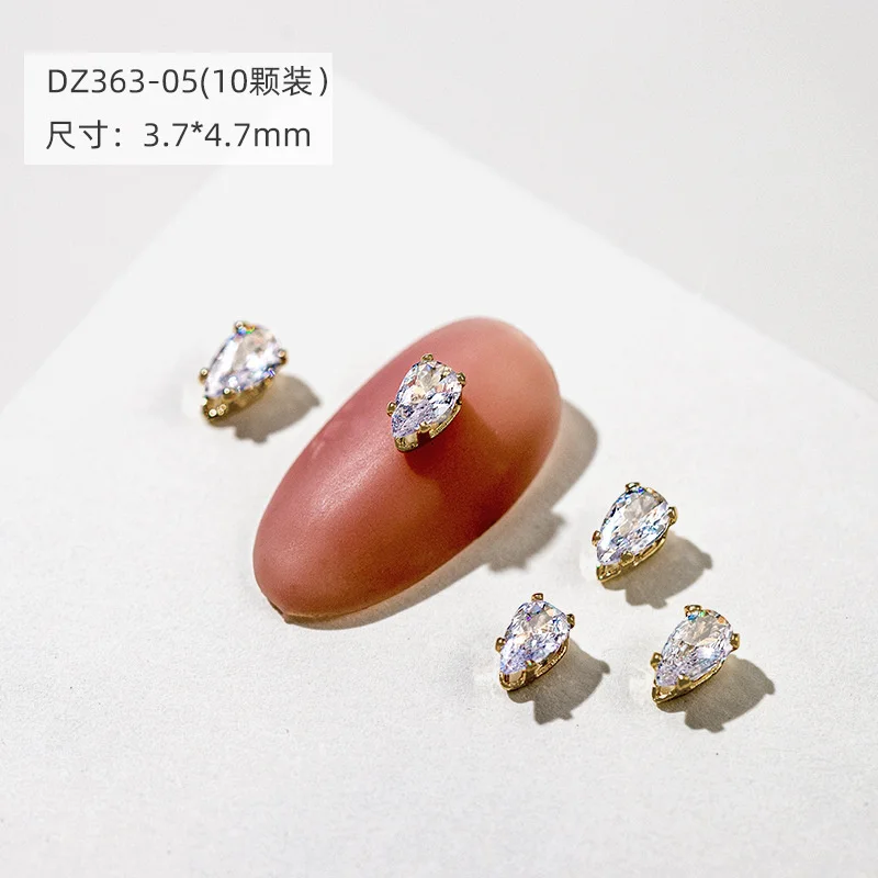 

10pcs Luxury Zircon Rhinestone Nail Decorations Flash Claw Diamond Nail Art Charms Glod/Silver Water Drop Horse Eye Nail Jewelry