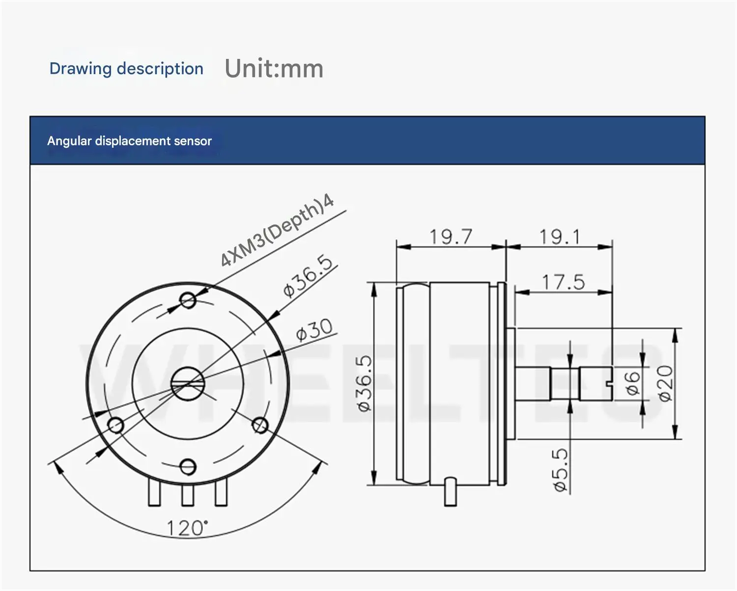 WHEELTEC WDD35D4 angular displacement sensor, absolute angle output, infinitesim