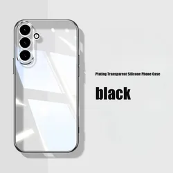 Luxury Glitter Plating Transparent Soft Phone Case for Oppo Reno 14 Pro 5G (Black)