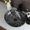 ZAPPO Marbling Rectangle Vessel Sink with Faucet Drain Ceramic Vessel Sinks Oval Bathroom Sink Bowl Above Counter with Mixer Tap 4