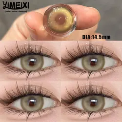 YIMEIXI 2Pcs Colored Contact Soft Green Lenses Large Diameter 14.5mm Prescription Myopia-0.00to-8.00 Makeup Beautiful Pupils