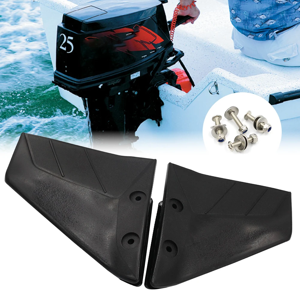 Hydrofoil Stabilizer Black Boat Motor Stabilizer with Bolt Nut Dual Fin Outboards ABS Plastic Wings for 4-50 HP Outboard