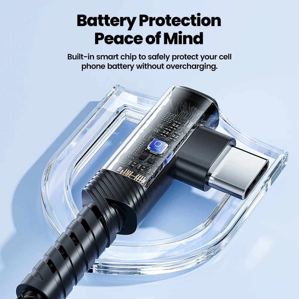 Toocki 3A USB to Type C Fast Charging Cable with 90° Elbow Design