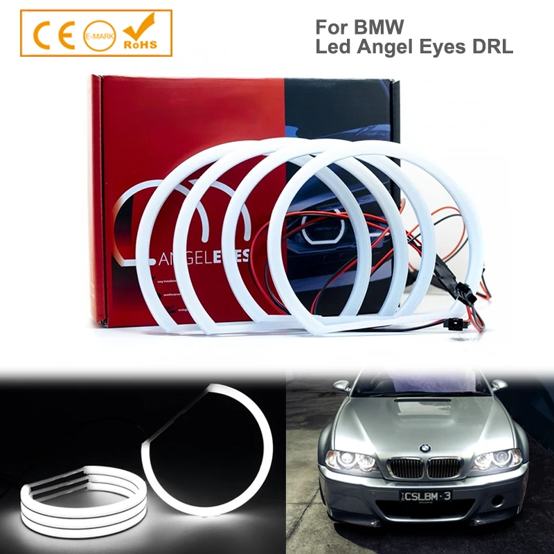 

4pcs Car-styling Angel Eyes SMD LED White Yellow Halo Rings Error Free For BMW E36 E38 E39 E46 Halo Rings Cotton Light Kit