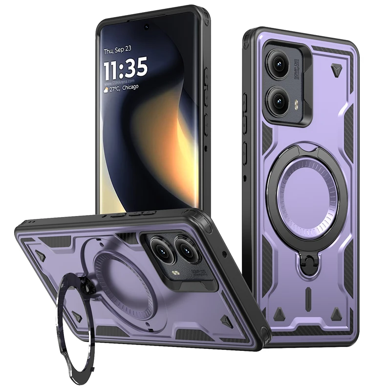 ELVEV Magnetic Dropproof Phone Case with Rotatable Ring Stand
