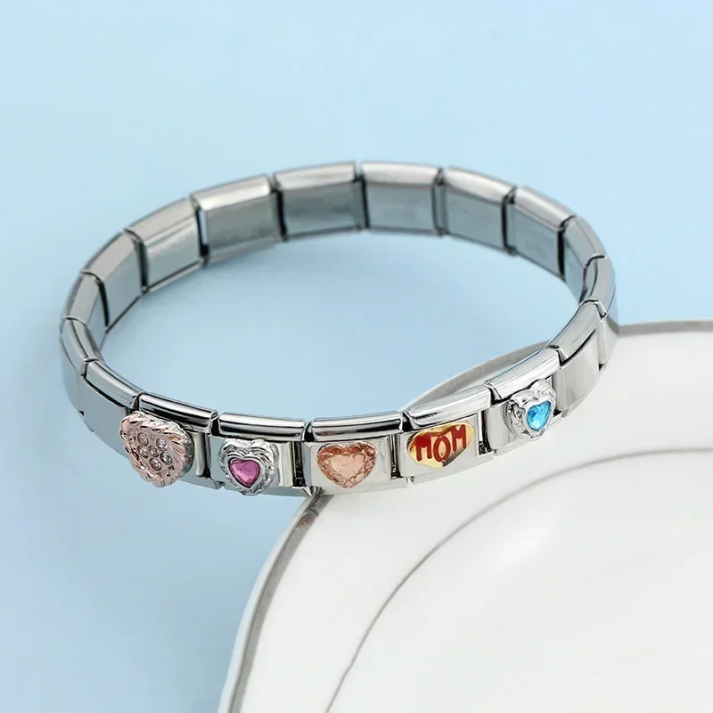 Charm bracelet Hapiship heart love charm links fit 9mm stainless steel bracelet making DIY jewelry DJ383
