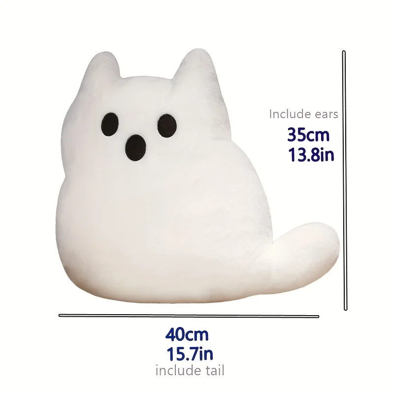 Quirky Ghost Cat Plush Pillow,with Sewn Closure, for Halloween Christmas Party Decor, Sofa Living Room Bedroom Accent
