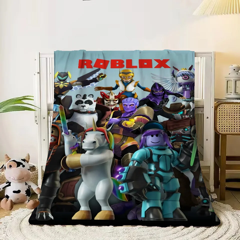 Robloxes 소파 장 극세사 담요, 침대 담요, 푹신하고 부드러운 담요, 얇은 솜털 담요, 무릎 및 던지기