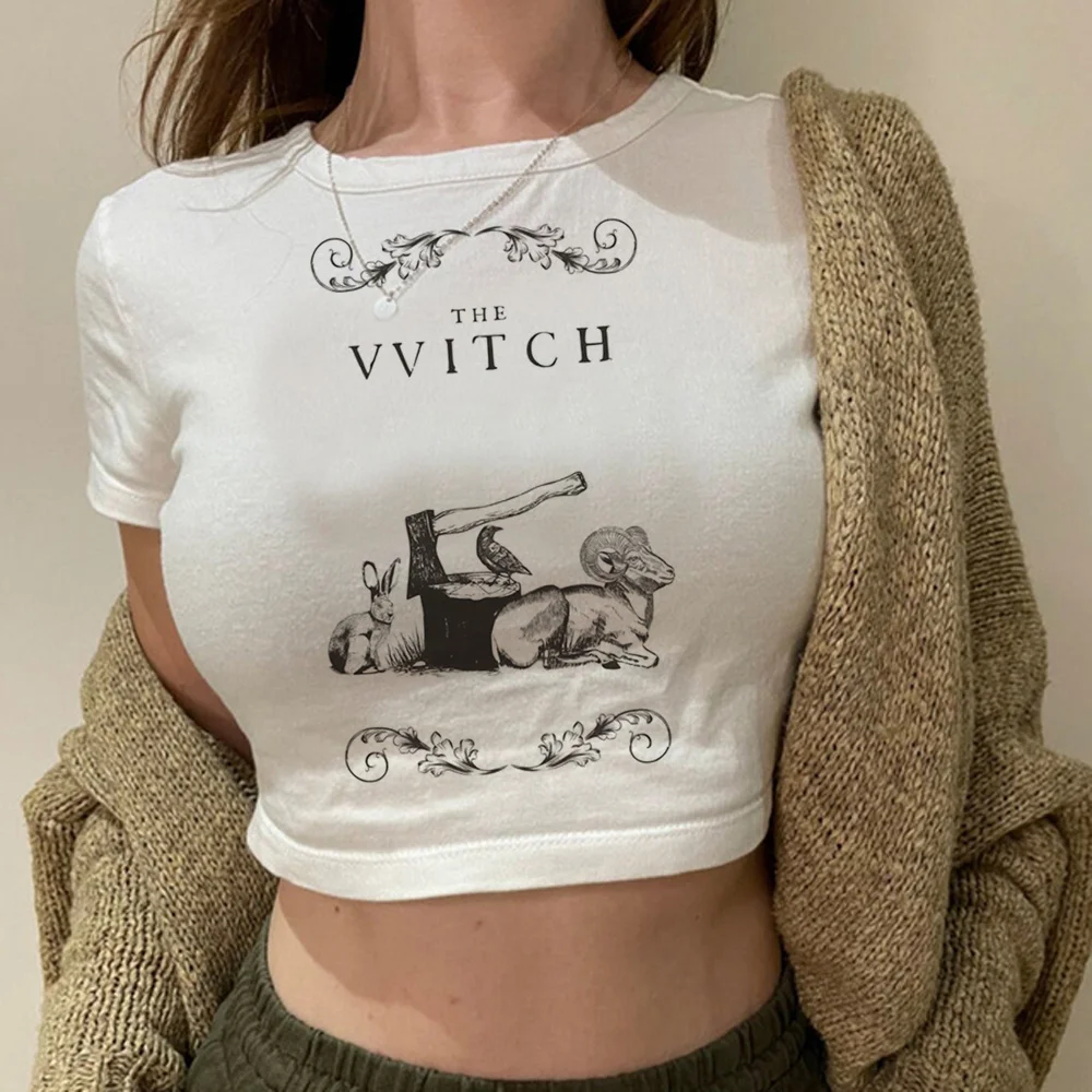 Witch Goth Fairy Grunge Korean Fashion Crop Top Woman Trashy Streetwear