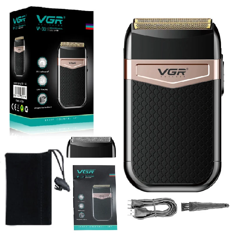 Original VGR Wet Dry Electric Shaver Men Beard & Hair Rechargeable Electric Razor Balds Head Shaving Machine Extra Mesh