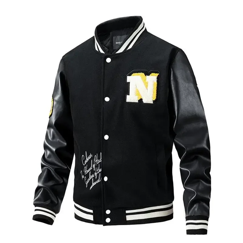 

Новинка осень/зима 2022 мужская бейсбольная форма новая контрастная куртка с вышивкой свободная большая однотонная модная куртка Топ