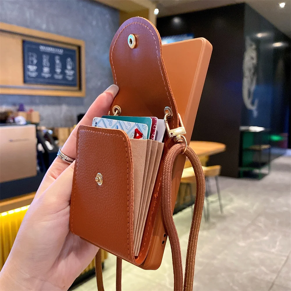 Crossbody Lanyard Leather Wallet Case For Samsung S24 S25 Ultra S23 S22 Plus S21 S20 Note 20 A73 A72 A71 A70 A55 A54 A53 A52 A50 4