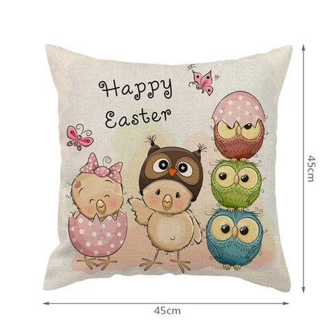 

Adorable Easter Animals Print Throw Pillowcases Linen Cushion Cover Rabbit Chicken Bear Owl Photo Pillow Case for Happy Decorat