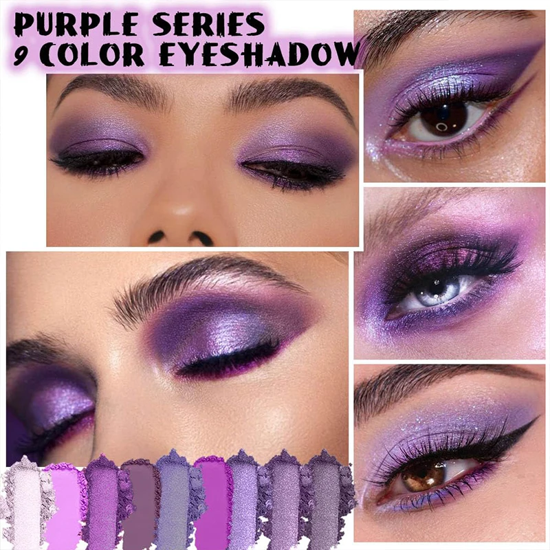 Luxurious Purple Eyeshadow Palette 9 Color Matte and Shimmering violet Eye Makeup for Creating Smoky or Natural Looks Cosmetic 6