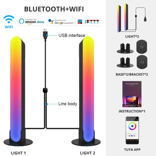 unicorn night light Smart Wifi RGB Symphony Lamp LED Pickup Light Bluetooth App Control Music Rhythm Lights Gaming Bar TV Computer Desk Ambient Lamp cool night lights Night Lights