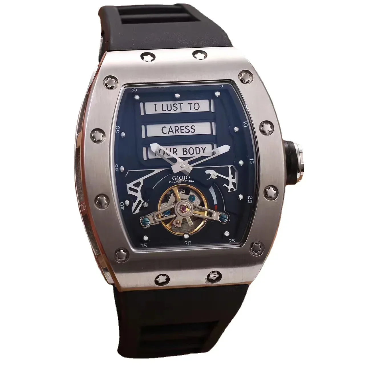 

Luxury New Men Automatic Mechanical Watch Black White Erotic Tourbillon Sport Watches