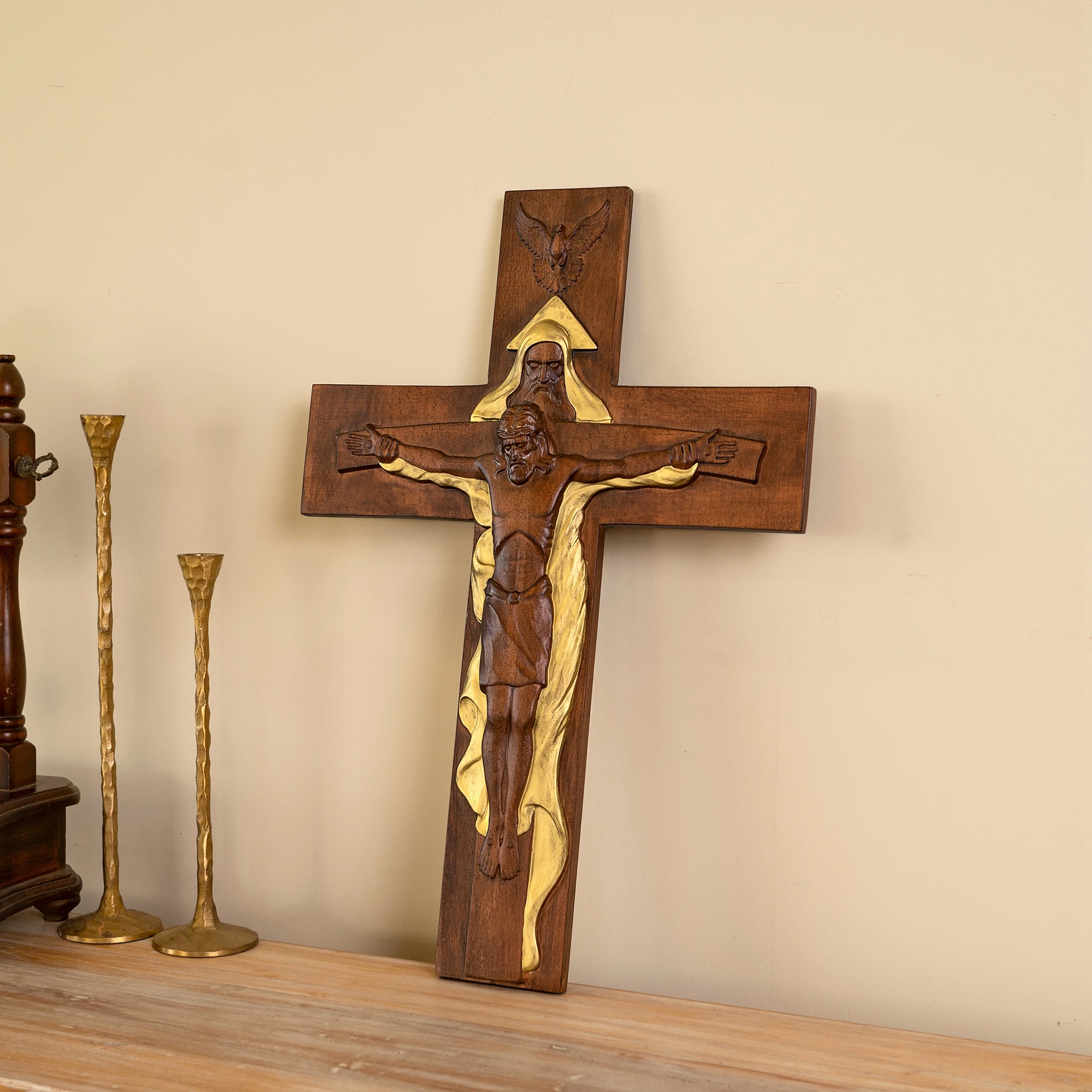 Bible Trinity Christian Cross Holy Father Holy Spirit Jesus Wooden Cross  Religious Wood Carving Church Home Wall Decoration - Wall Crosses -  AliExpress