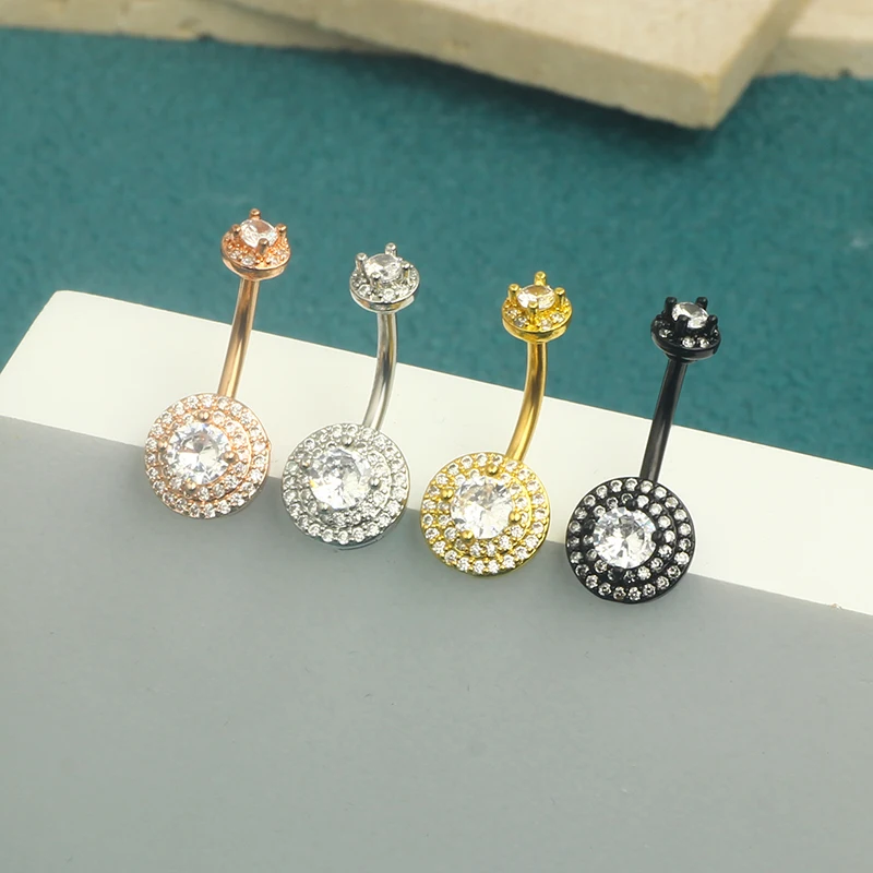 Surgical Steel AAA Crystal Belly Button Rings Zircon Heart Navel Piercing Reverse Cute Belly Button Piercing Sexy Navel Ring mix