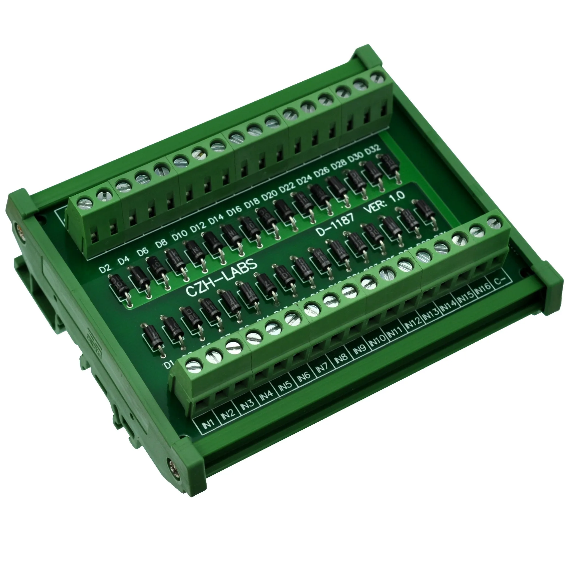 

CZH-LABS DIN Rail Mount Common Cathode DC Lamp Test Module, 16 Channels.