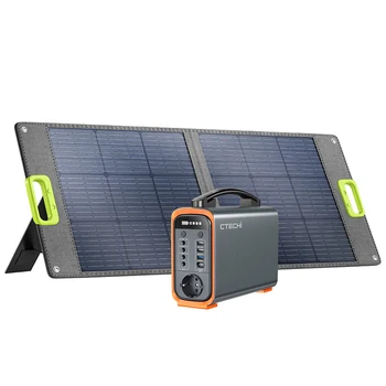 CTECHi Portable Power Station 240 Wh LiFePO4 Solar Generator with 60W/100W/200W Solar Panel Power Supply for Outdoors Travel