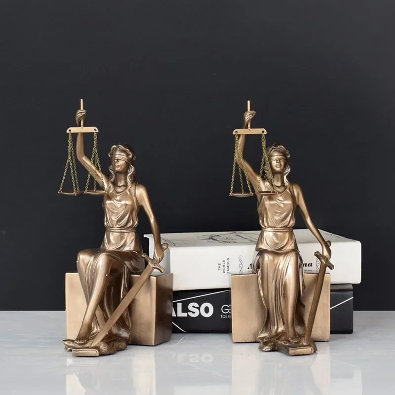 

Creative imitation copper goddess of justice resin statue book file law office decoration Themis sculpture home decoration gifts