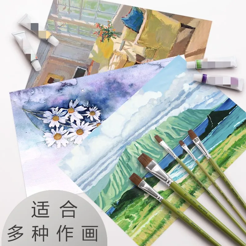6pcs gouache oil painting acrylic brush 1/3/5/7/9/11 watercolor brush Brush for beginner students