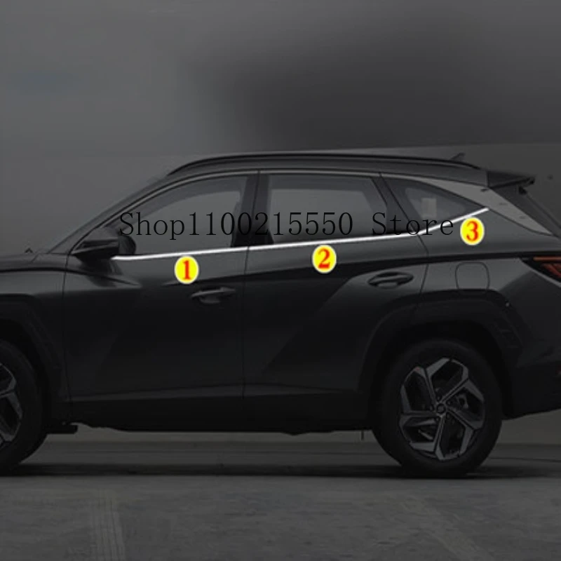 Hyundai Tucson NX4 2021-2025 스테인레스 스틸 하단 창틀 트림 Windows 몰딩 장식 스트립 스티커