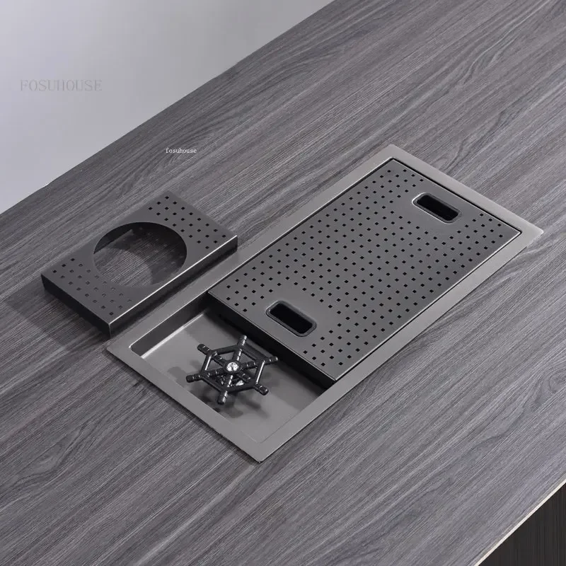 Home Island Bar Mini Small Sink Hidden Stainless Steel Kitchen Sinks Handmade Single-slot with Cup Washer and Vegetable Basin WY 2