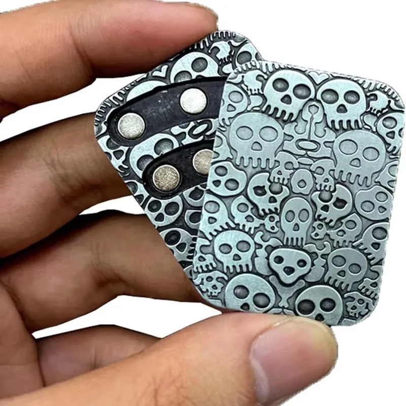 Metal Push Card Fidget Slider Poker Magnetic Haptic Coin Anxiety ADHD Stress Relief Toys Cool EDC Gadgets For Men Adults Gifts