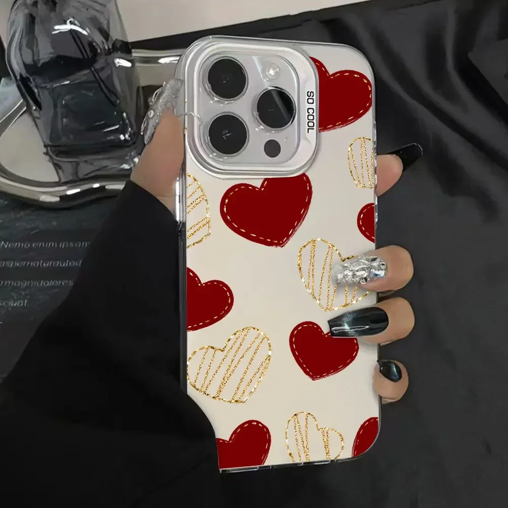 Red Love Heart Luxury Silver IMD Phone Case Cover s