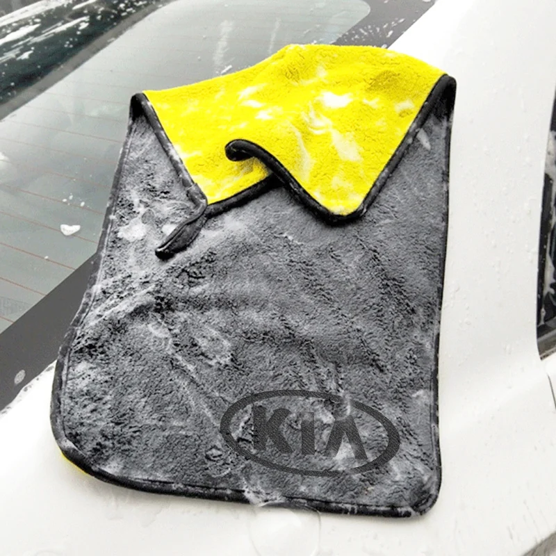 Car Wash Microfiber Towel Auto Emblem Cleaning Drying Rag Cloth For Kia K3 K5 Rio Picanto Ceed Sportage Cerato Soul