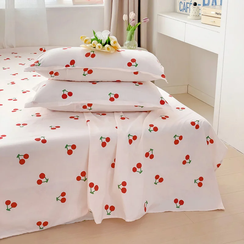 High Quality Single Piece Bed Sheet Washed Cotton Flat Sheet for Student Home Bedroom Twin Full Queen King (Pillowcase Can Order 3