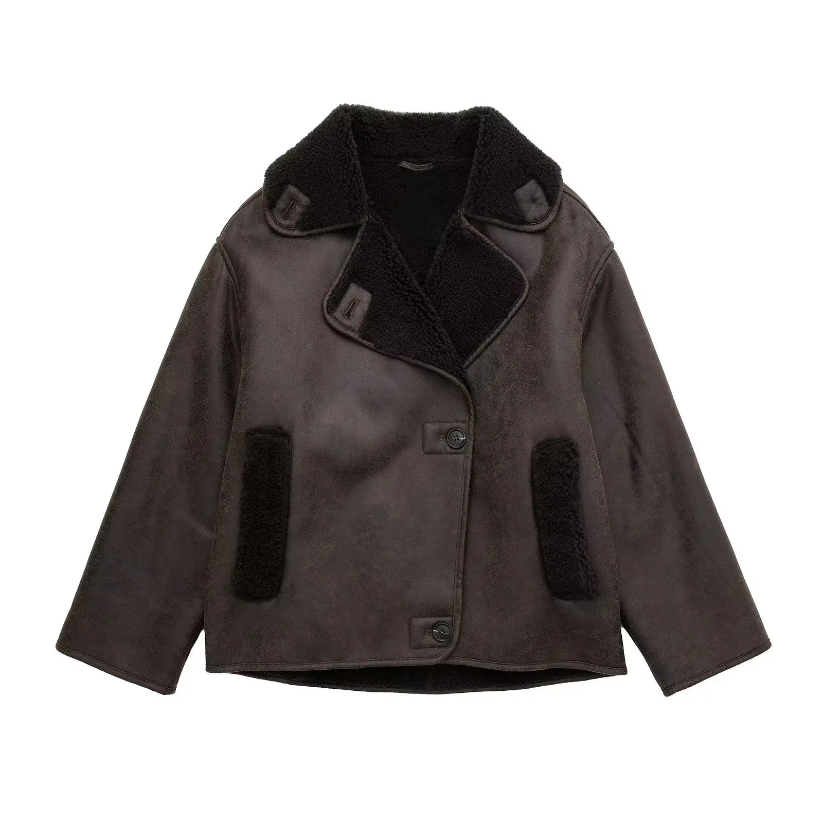 

Women New Fashion Double-Sided Jacket Coat Vintage Long Sleeve Double-breasted Pocket Hundred Casual Female Outerwear Chic Tops