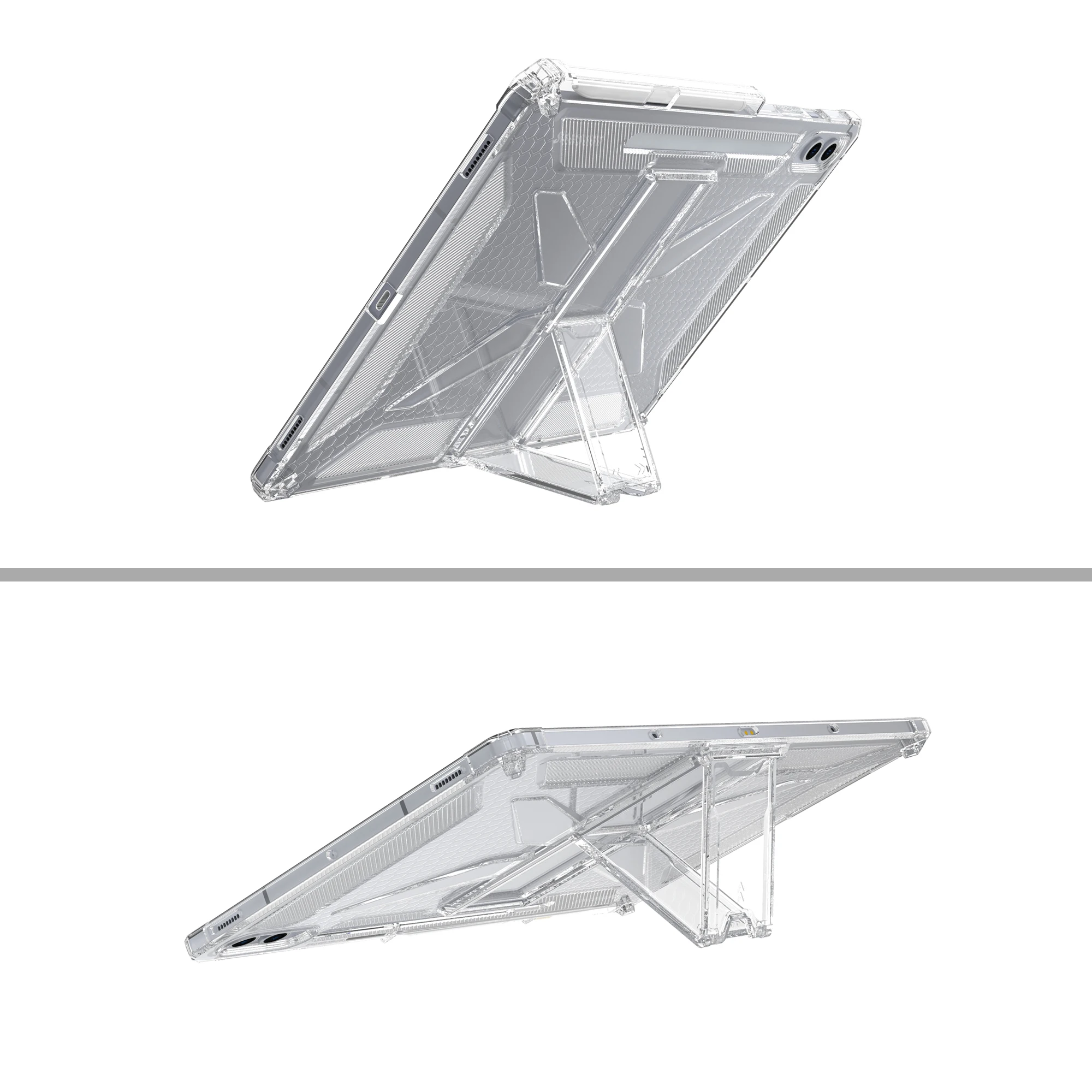 Transparent Soft TPU Tablet Case with Stand & Pen Slot - 12.4''