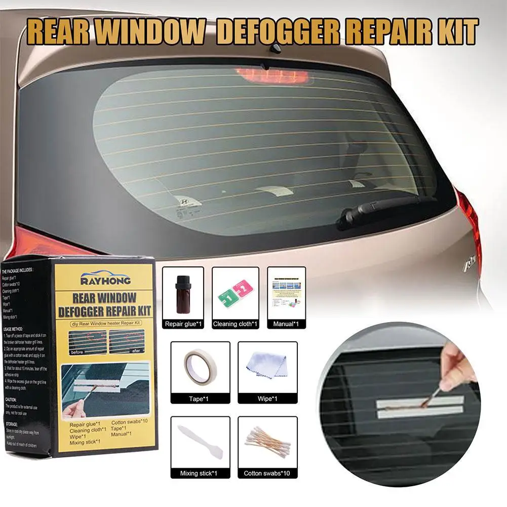 Car Rear Window Defogger Repair Kit Diy Quick Repair Scratched Lines Heater Care Defroster Broken Accessories Grid E3M9