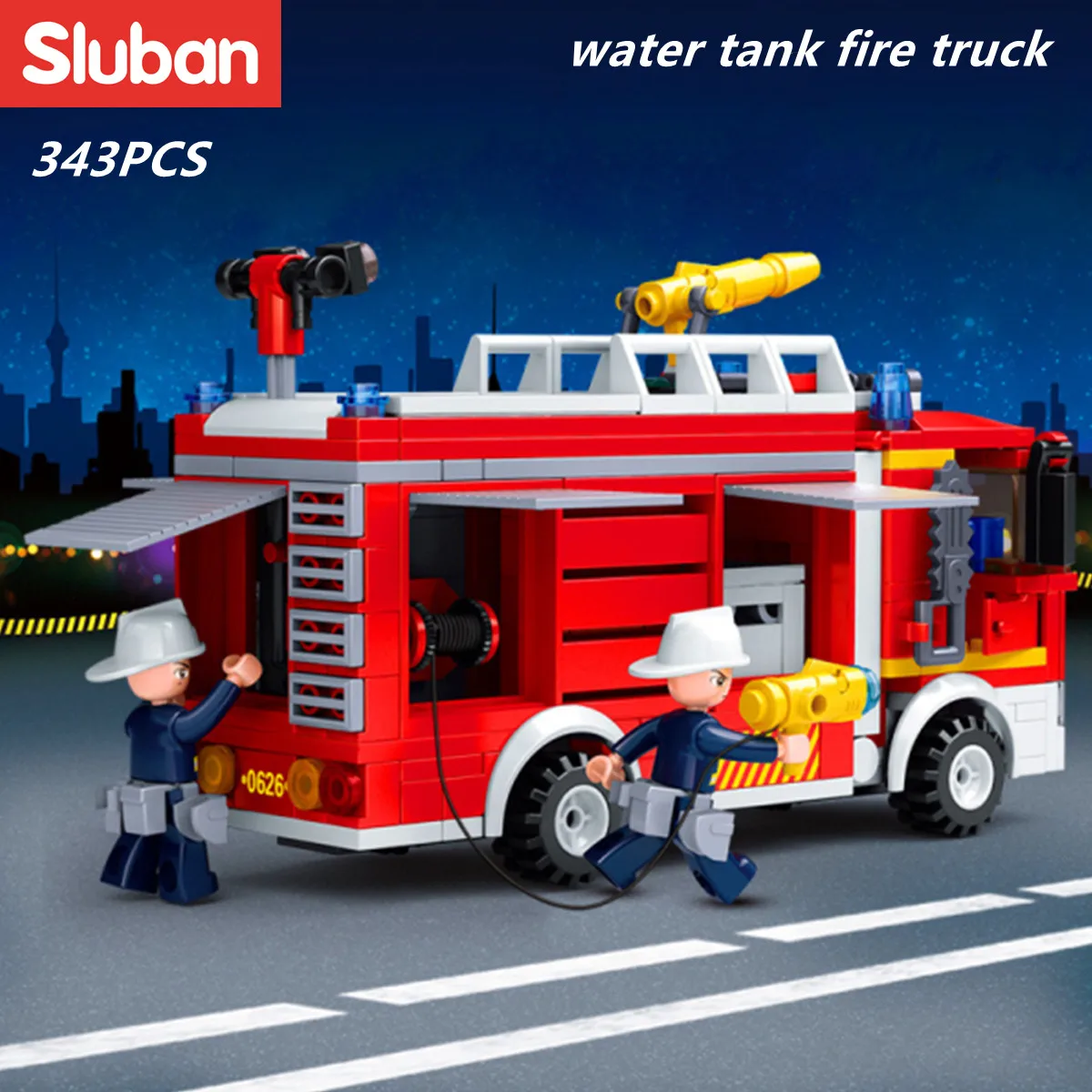 

Sluban Building Block Toys City Fire Fighter 343PCS Bricks B0626 Fire Extinguishing Water Tanker Compatbile With Leading Brands