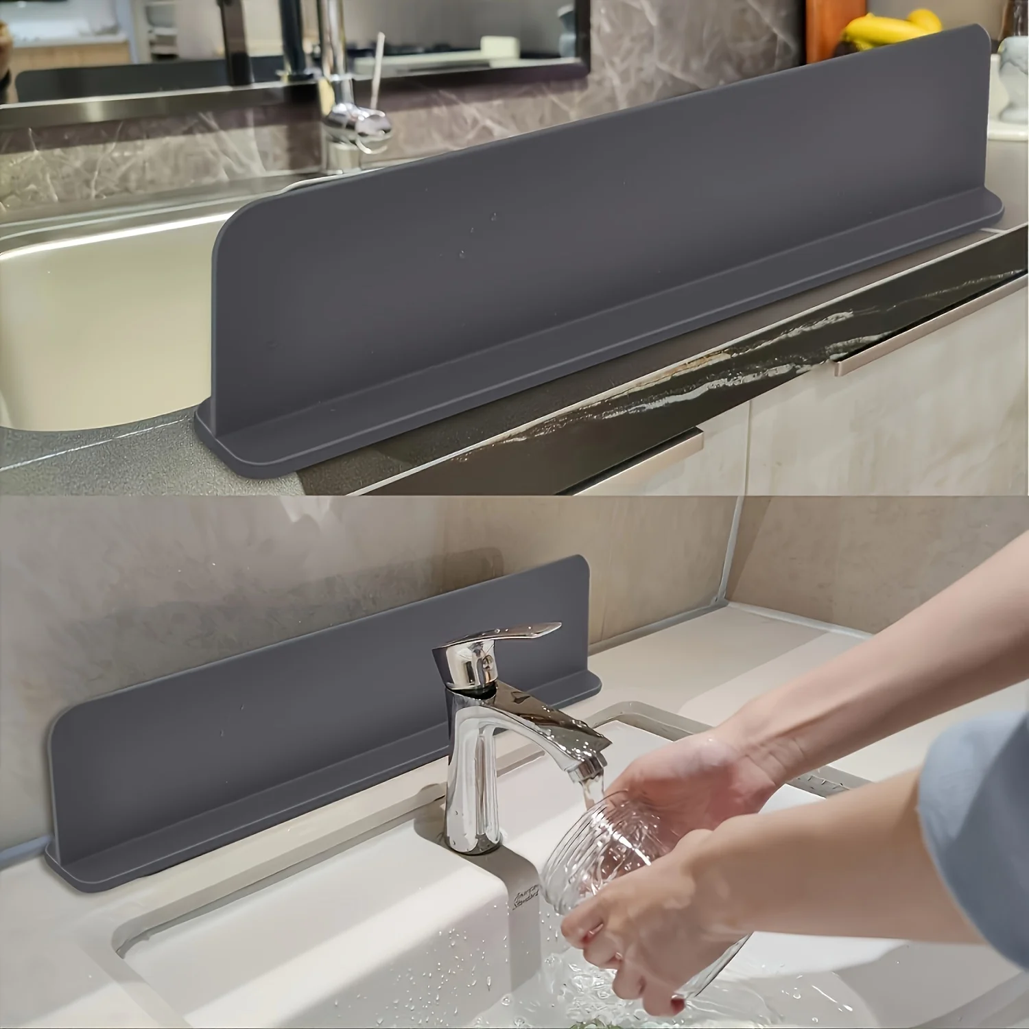 Silicone Sink Splash Guard with Suction Cups Water Barrier for Kitchen Lab Dishwashing Basins sink splash guard