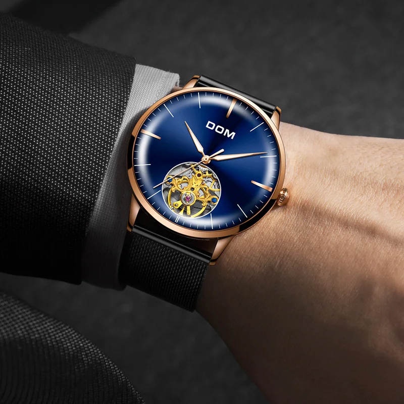 DOM  Men Watch Automatic Self-Wind Mechanical Watch MaleStainless Steel Luxury Brand 3ATM Waterproof M-1268GK-2M