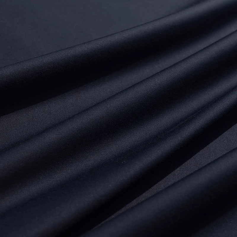Premium Designer Navy Blue Textured Qipao Suiting Fabric - Wrinkle Resistant Twill Drape