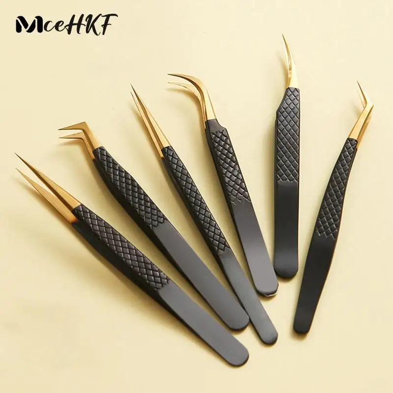 1pcs Stainless Steel Eyelashes Tweezers Straight And Curved Tweezers
