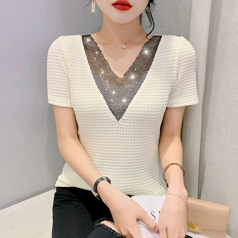 2022 Summer New Women Clothing Fashion Casual V Neck Short Sleeved 