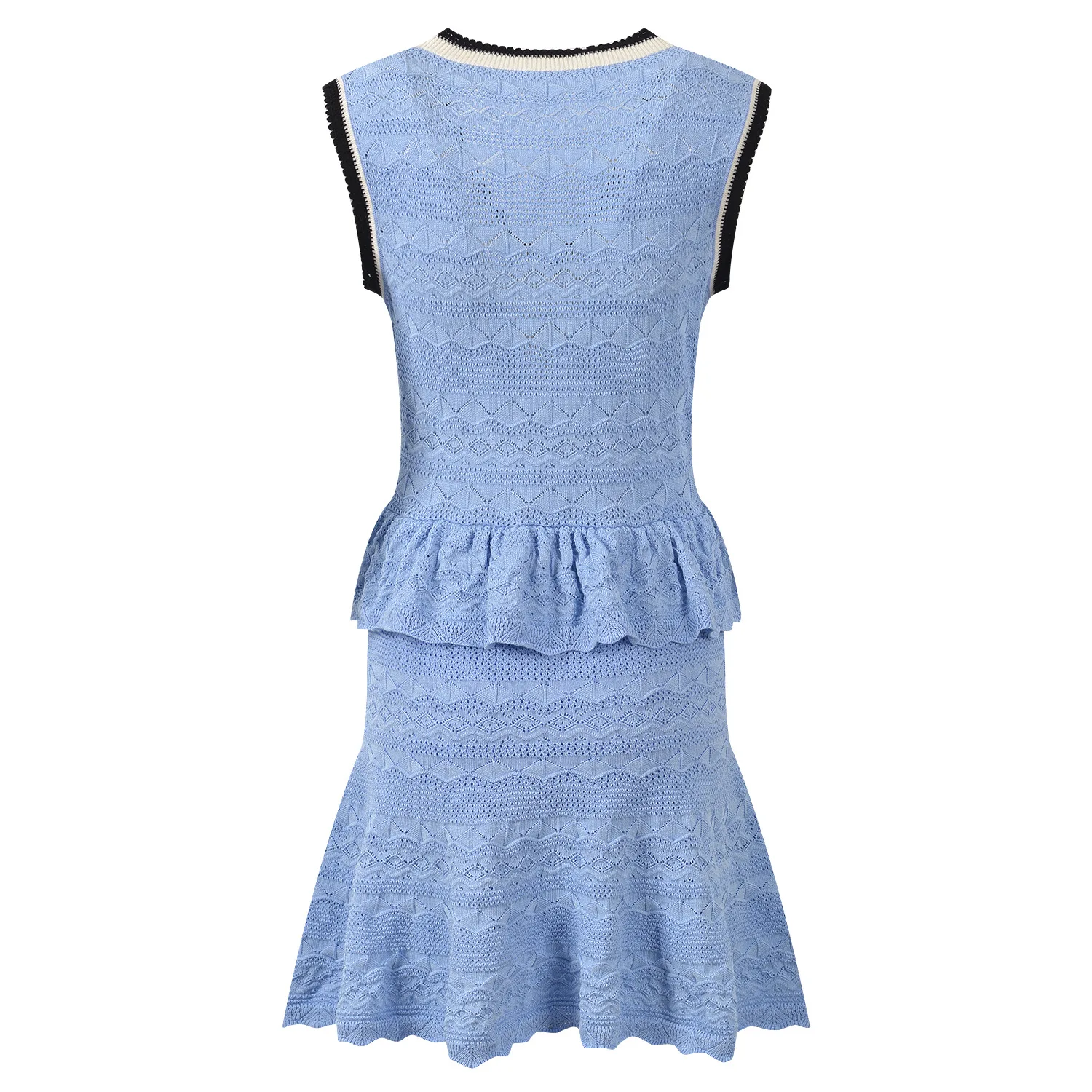 ZJYT Summer Women's Mini Dress Knitted Fashion 2026 New Sleeveless Ruffles Patchwork Short Casual Party Dresses Female White 4
