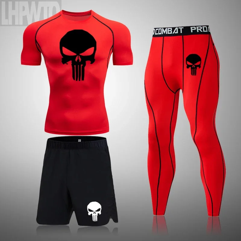 Rashguard Men's Fitness Gym Sports Punisher T-Shirt Compression Quick Dry MMA Boxing Jogging Training Tennis Musculation Sets sports apparel mens t shirt